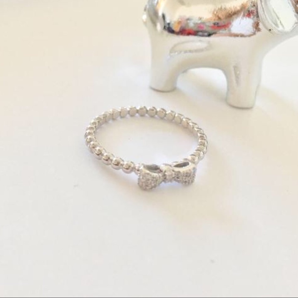 Dainty Sterling Silver CZ Bow Ring